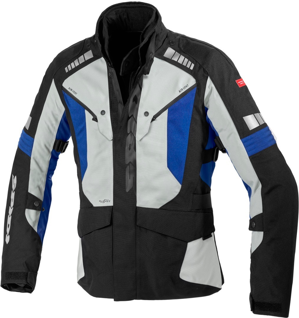 Spidi H2Out Outlander Motorrad Textiljacke, schwarz-grau-blau, Gre XL, schwarz-grau-blau, Gre XL