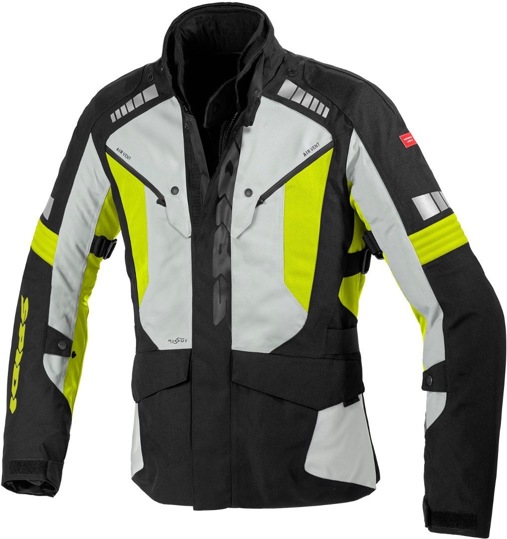 Spidi H2Out Outlander Motorrad Textiljacke, schwarz-grau-gelb, Gre 2XL, schwarz-grau-gelb, Gre 2XL