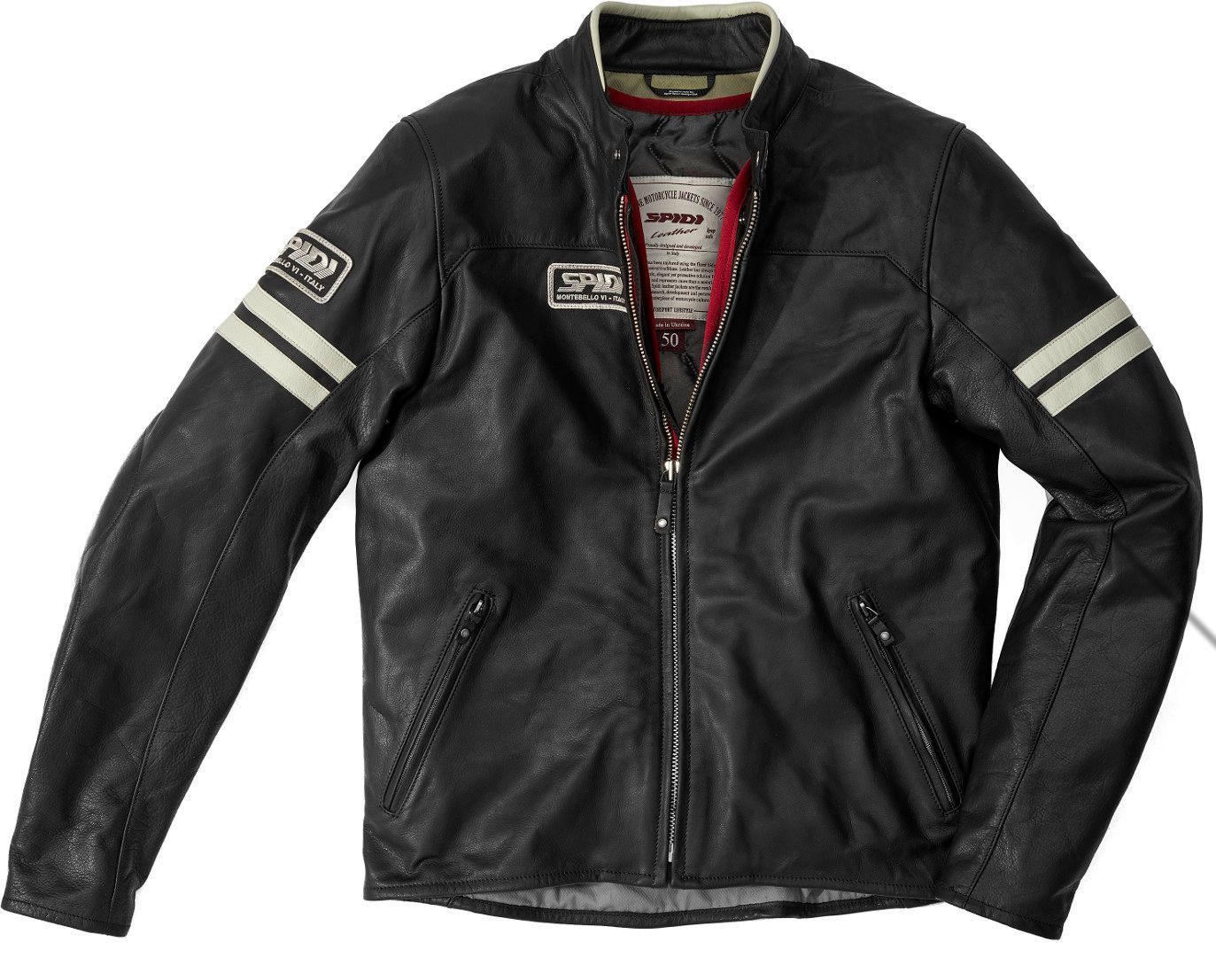 Spidi Vintage Motorrad Lederjacke, schwarz-grau, Gre 50, schwarz-grau, Gre 50